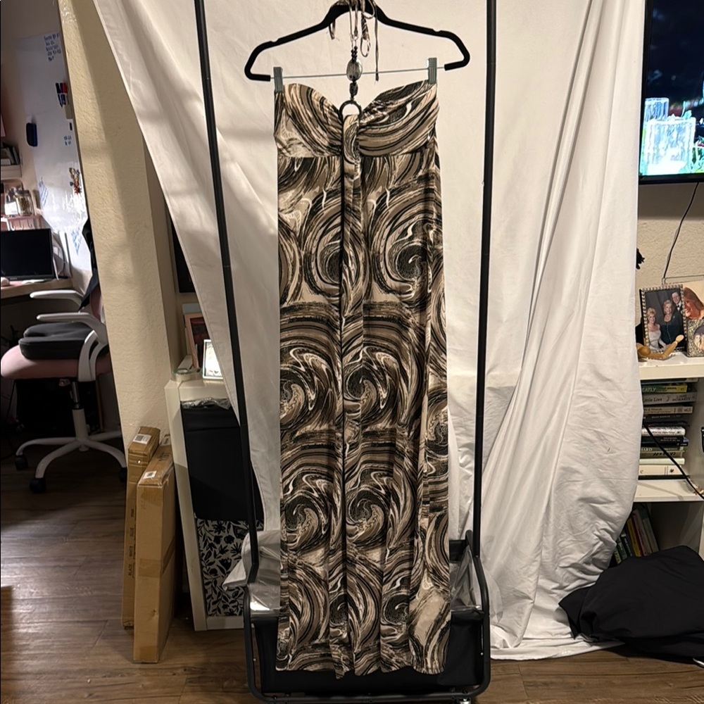 ✨ Bizz Girl Y2K Swirl Print Halter Maxi Dress - Size Small ✨